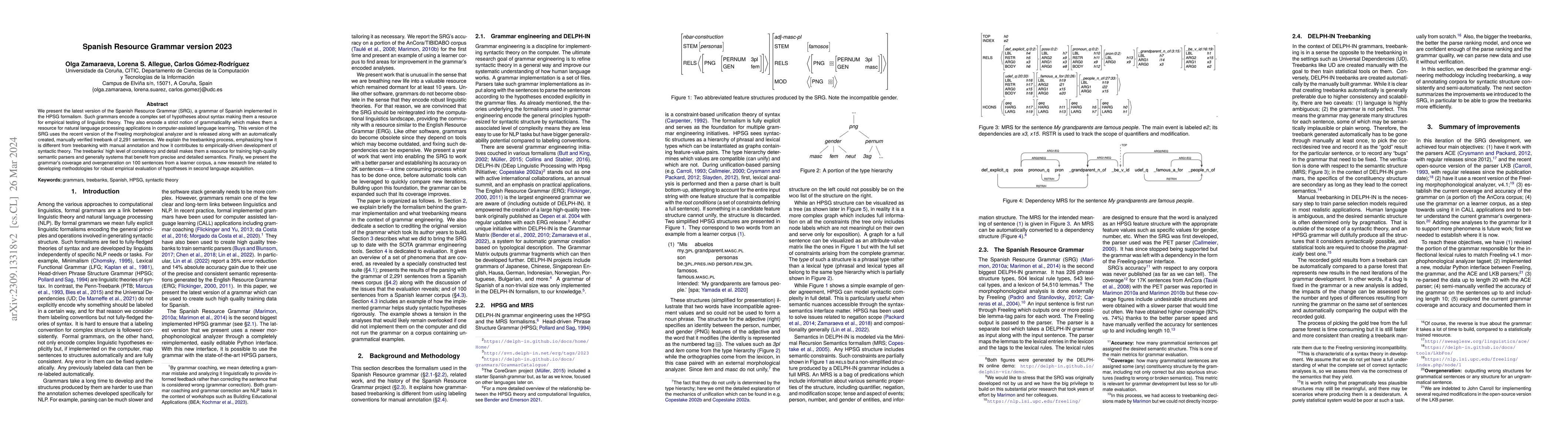 Thumbnail for Spanish Resource Grammar version 2023