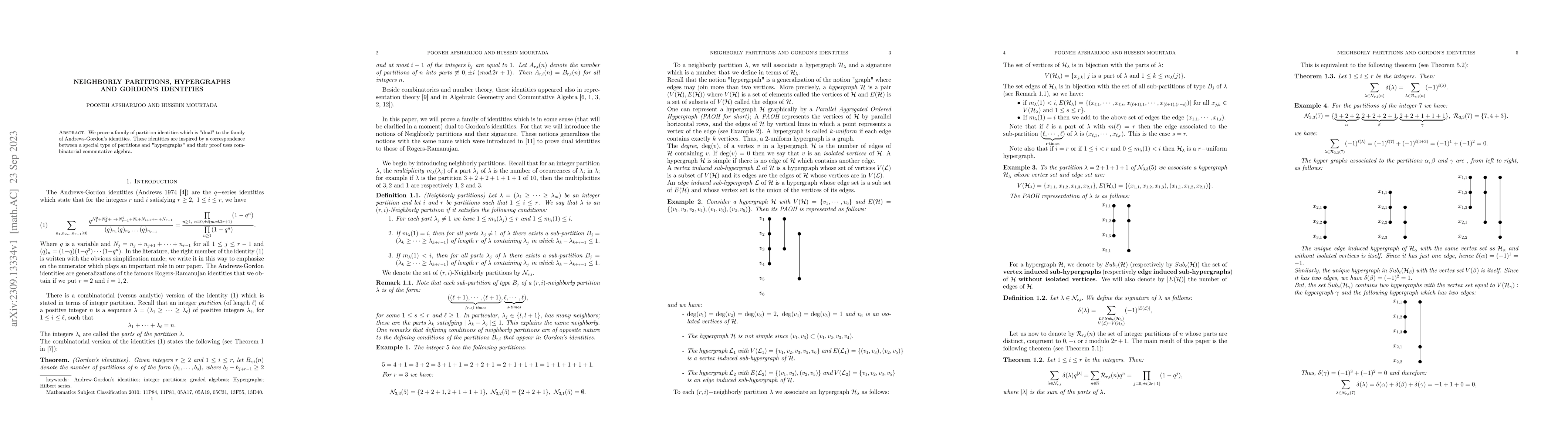 Thumbnail for Neighborly partitions, hypergraphs and Gordon's identities