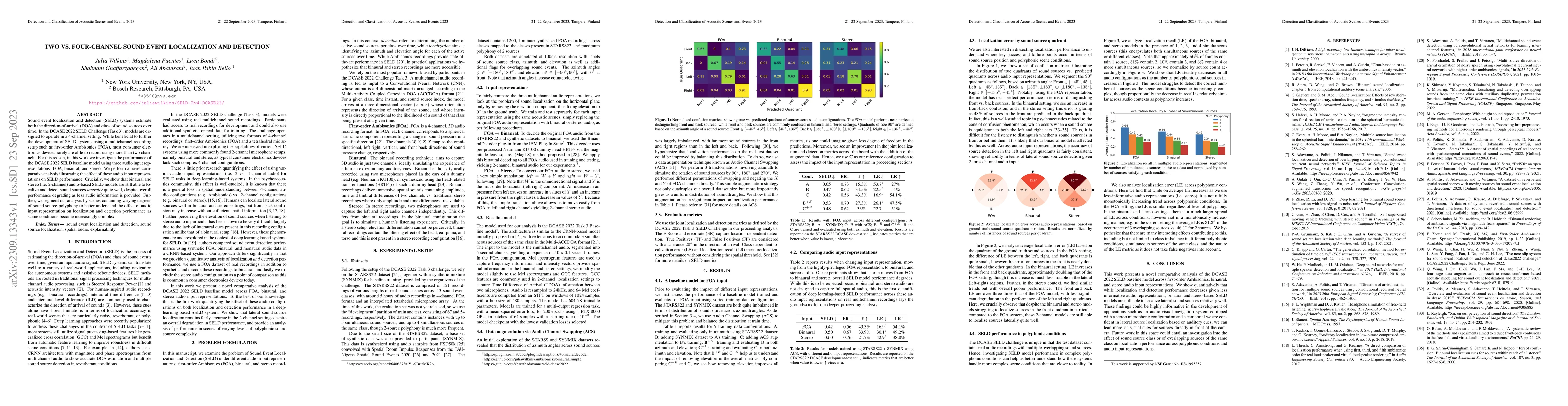 Thumbnail for Two vs. Four-Channel Sound Event Localization and Detection
