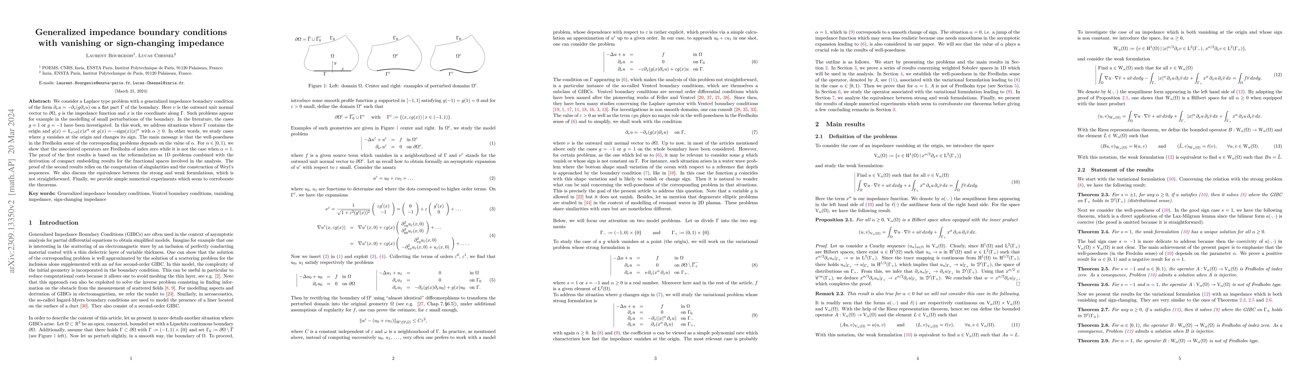 Thumbnail for Generalized impedance boundary conditions with vanishing or
  sign-changing impedance