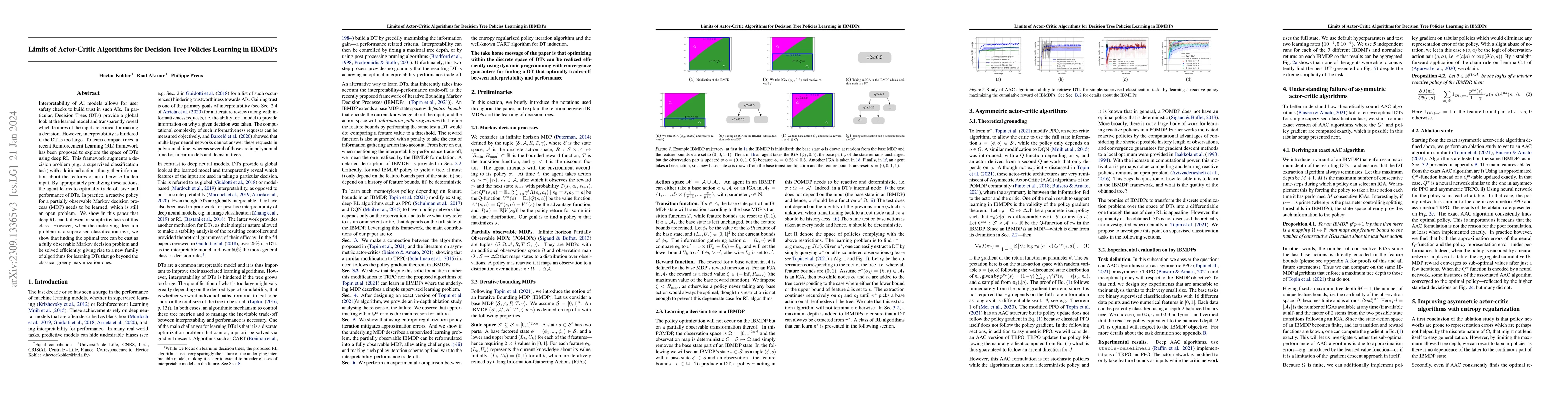 Thumbnail for Limits of Actor-Critic Algorithms for Decision Tree Policies Learning in
  IBMDPs