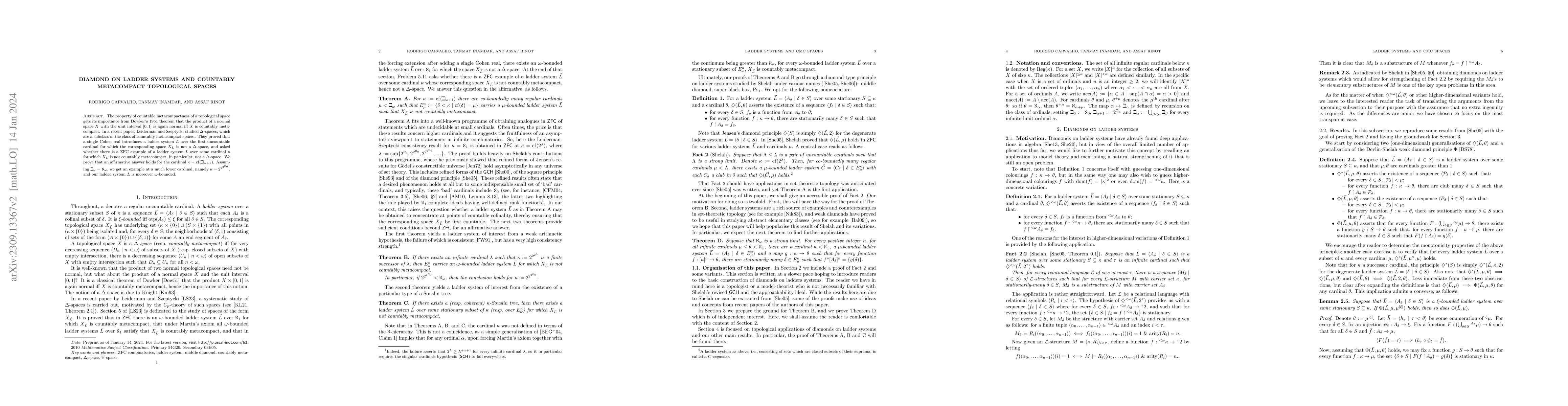 Thumbnail for Diamond on ladder systems and countably metacompact topological spaces