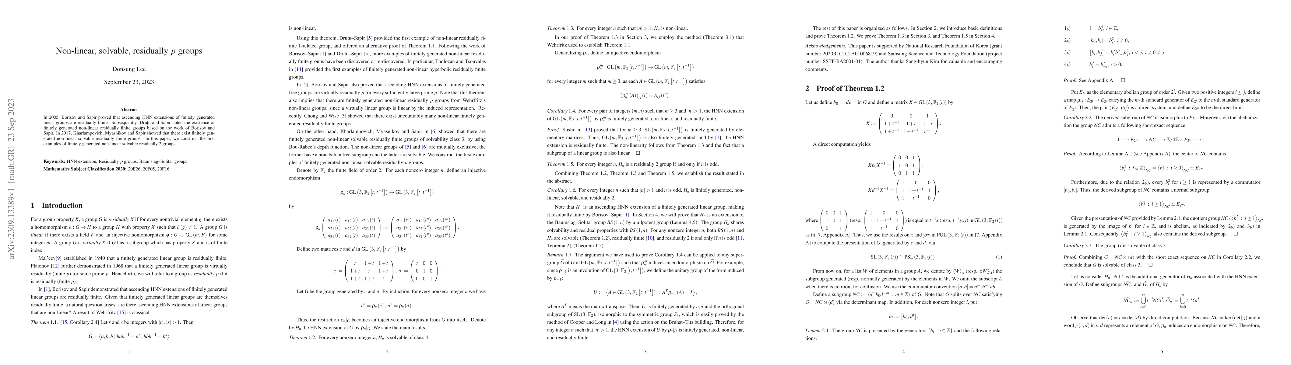 Thumbnail for Non-linear, solvable, residually $p$ groups