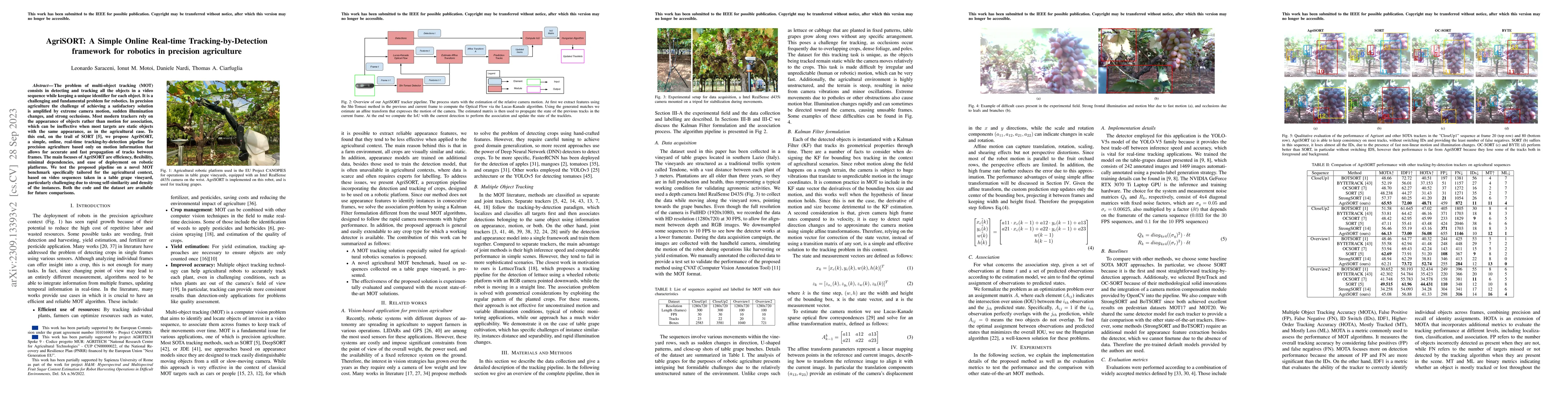 Thumbnail for AgriSORT: A Simple Online Real-time Tracking-by-Detection framework for
  robotics in precision agriculture