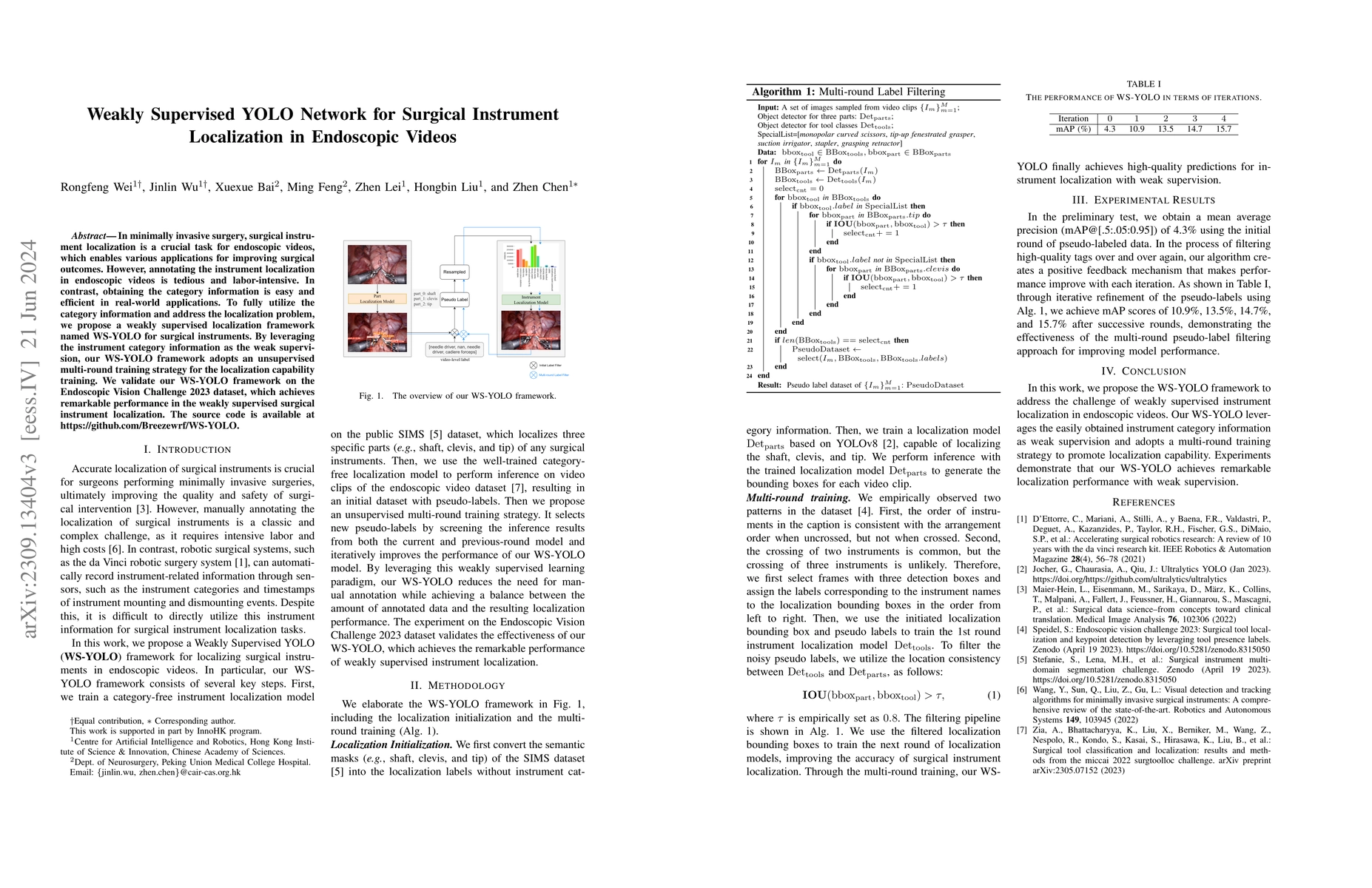 Thumbnail for Weakly Supervised YOLO Network for Surgical Instrument Localization in
  Endoscopic Videos