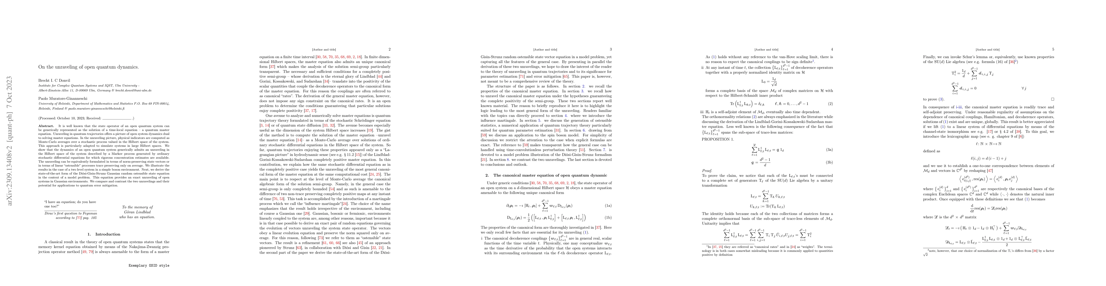 Thumbnail for On the unraveling of open quantum dynamics