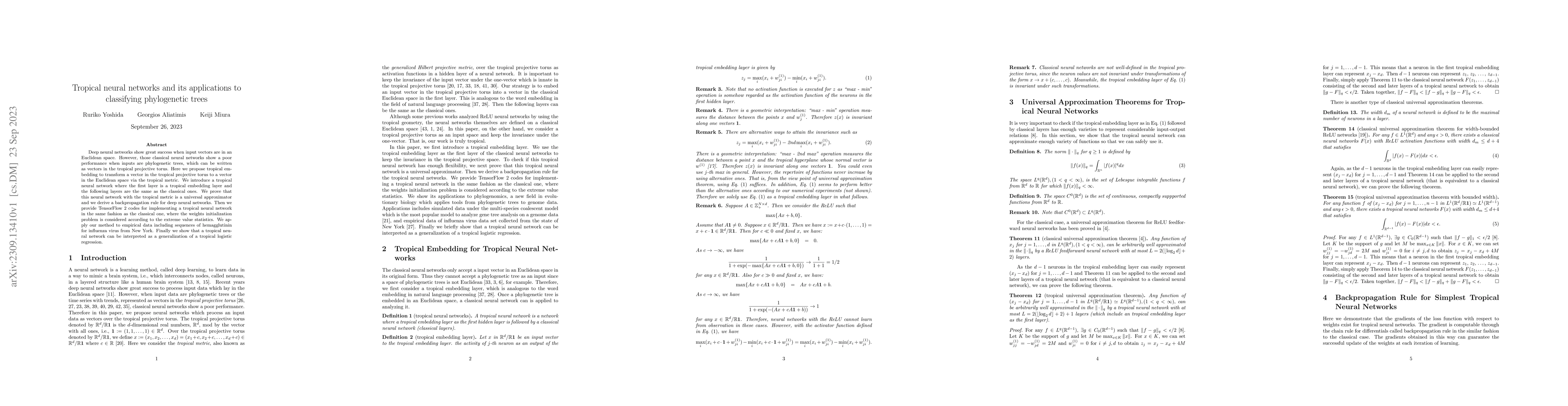 Thumbnail for Tropical neural networks and its applications to classifying
  phylogenetic trees