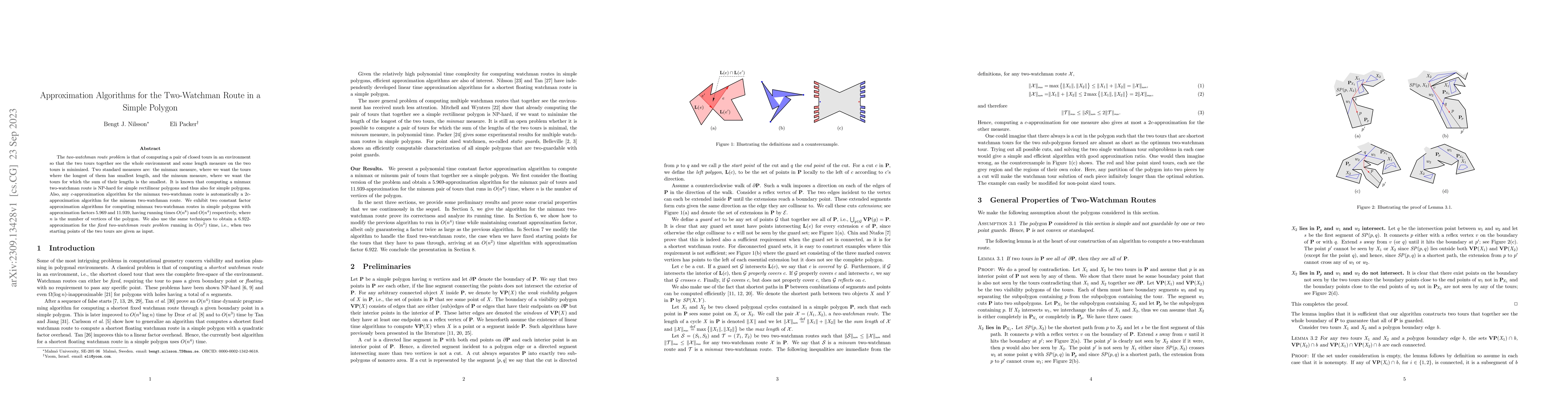 Thumbnail for Approximation Algorithms for the Two-Watchman Route in a Simple Polygon