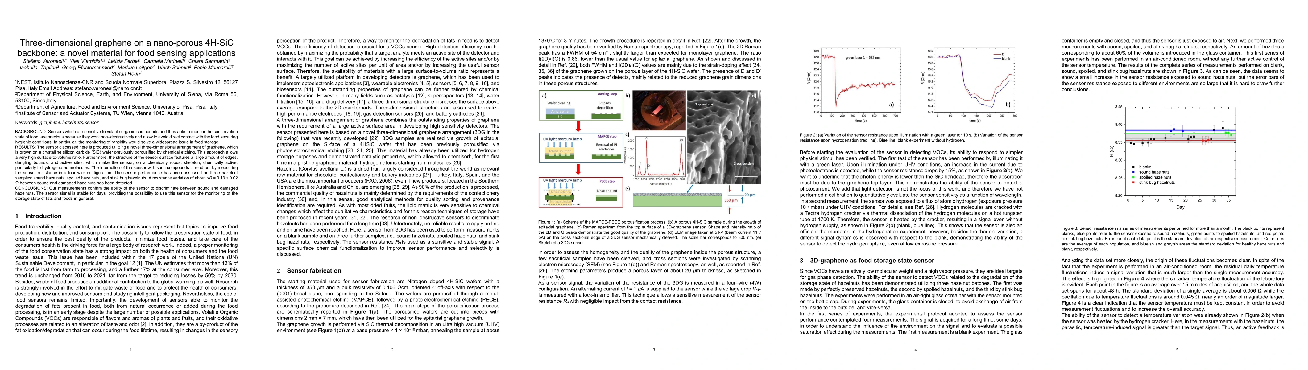 Thumbnail for Three-dimensional graphene on a nano-porous 4H-SiC backbone: a novel
  material for food sensing applications