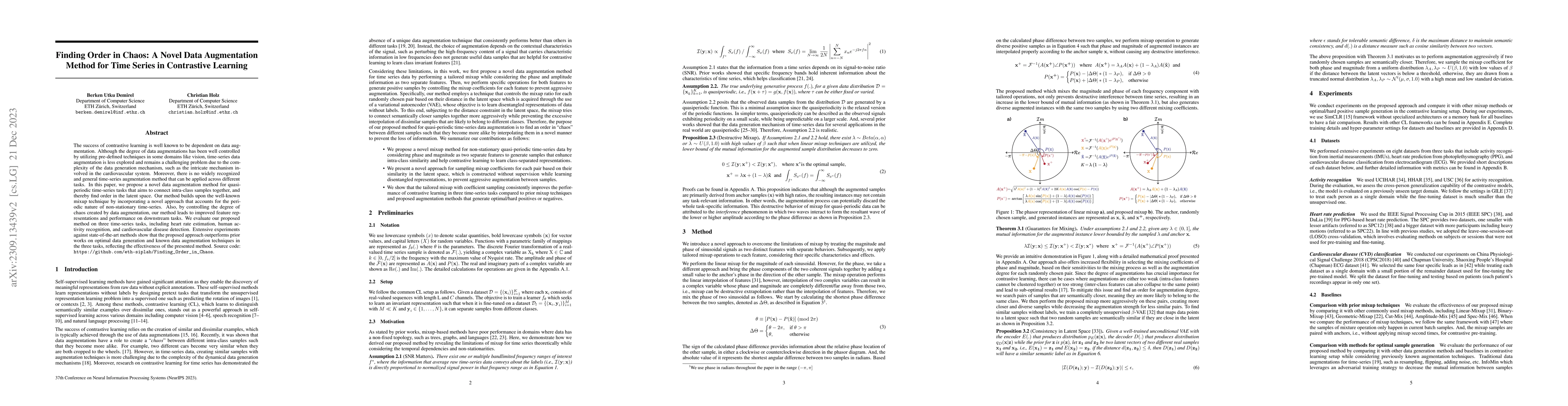 Thumbnail for Finding Order in Chaos: A Novel Data Augmentation Method for Time Series
  in Contrastive Learning