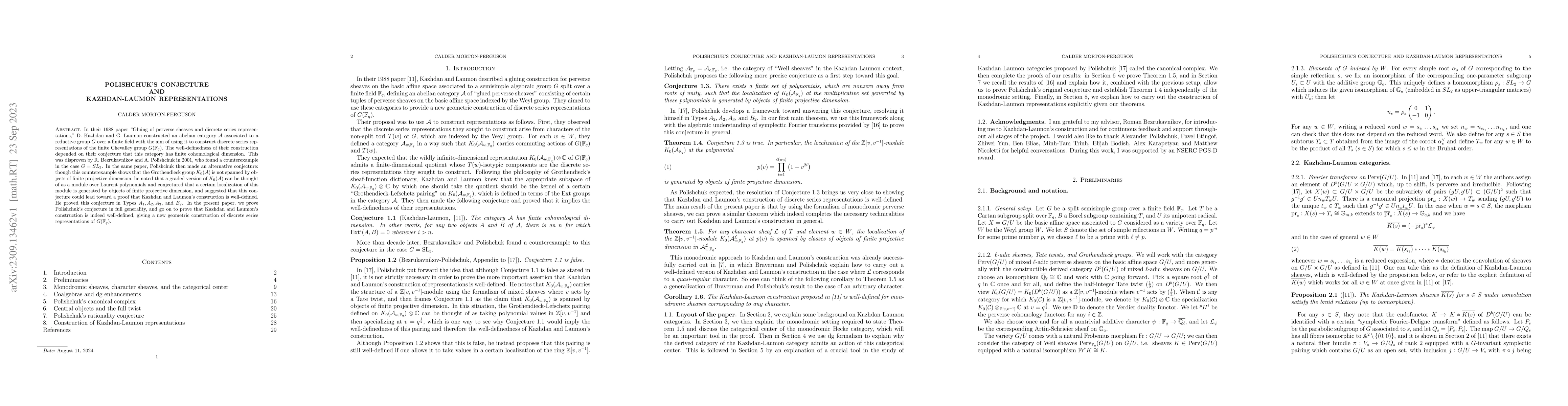 Thumbnail for Polishchuk's conjecture and Kazhdan-Laumon representations