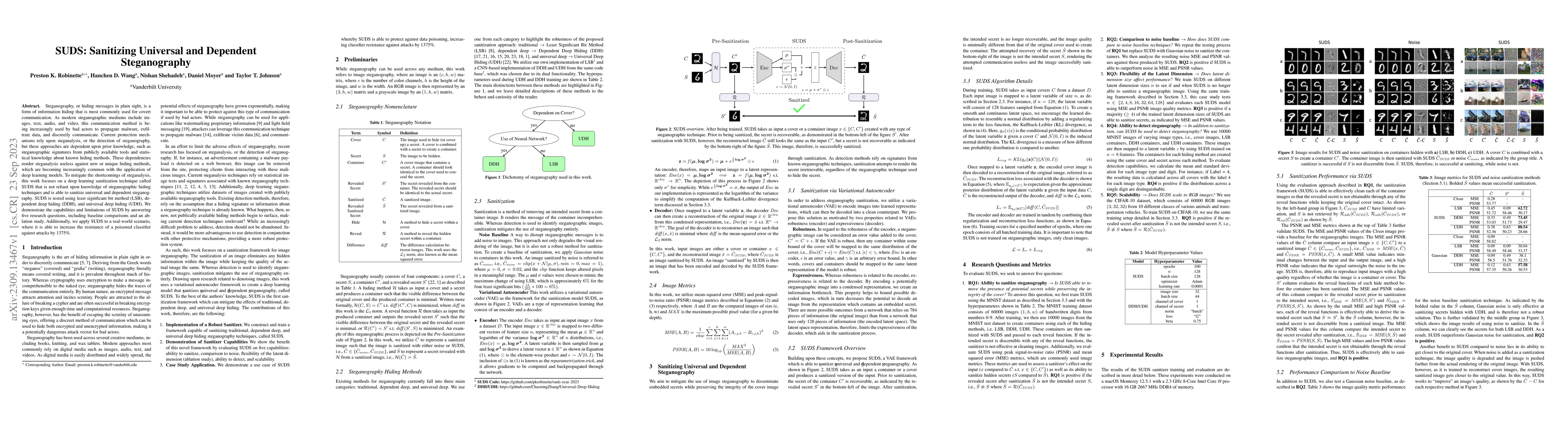 Thumbnail for SUDS: Sanitizing Universal and Dependent Steganography