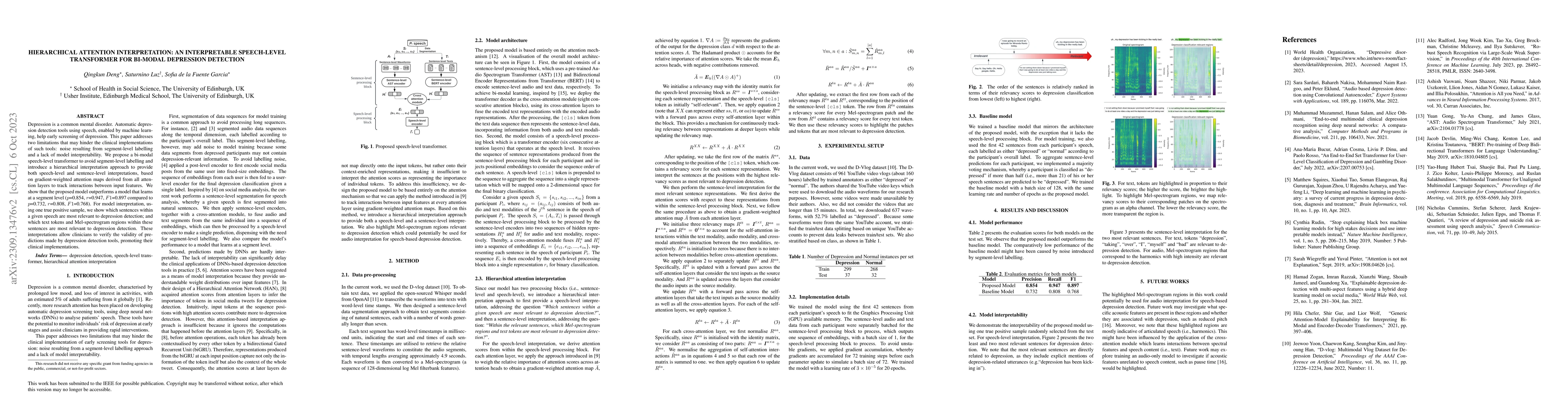 Thumbnail for Hierarchical attention interpretation: an interpretable speech-level
  transformer for bi-modal depression detection