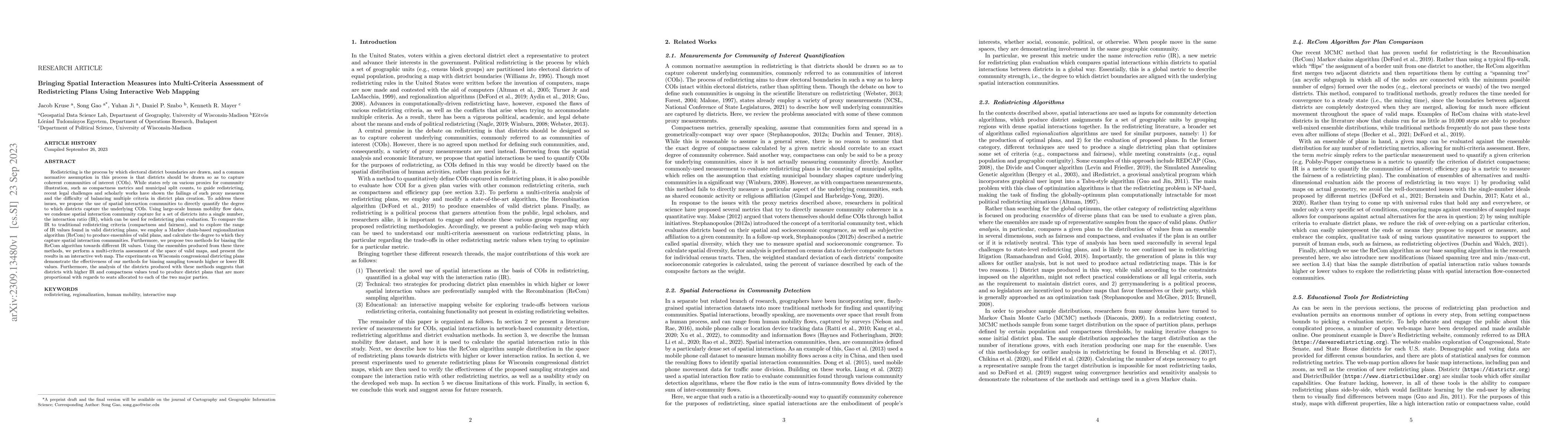 Thumbnail for Bringing Spatial Interaction Measures into Multi-Criteria Assessment of
  Redistricting Plans Using Interactive Web Mapping