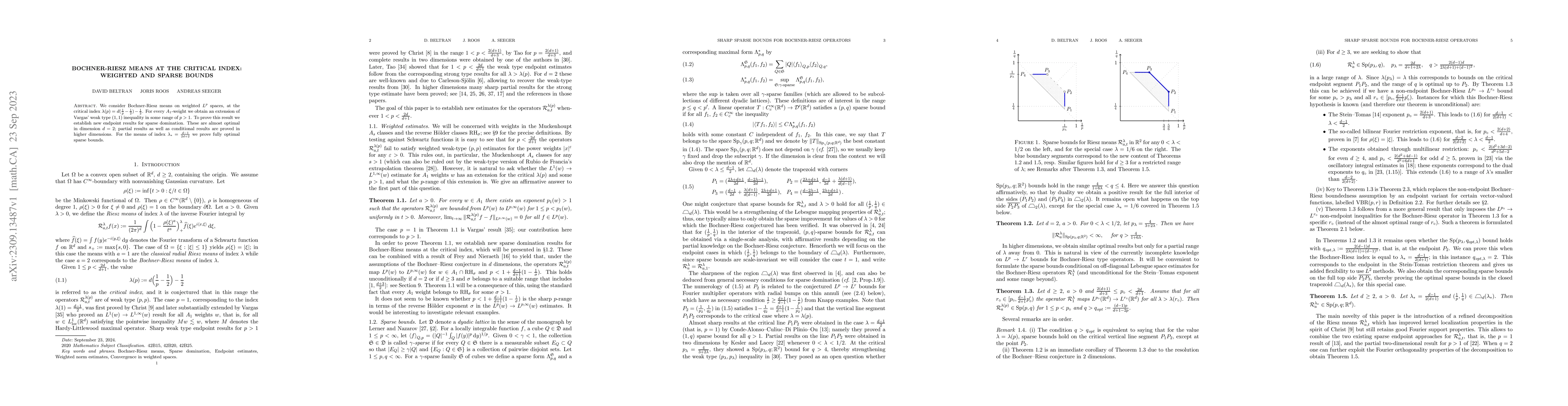 Thumbnail for Bochner-Riesz means at the critical index: Weighted and sparse bounds