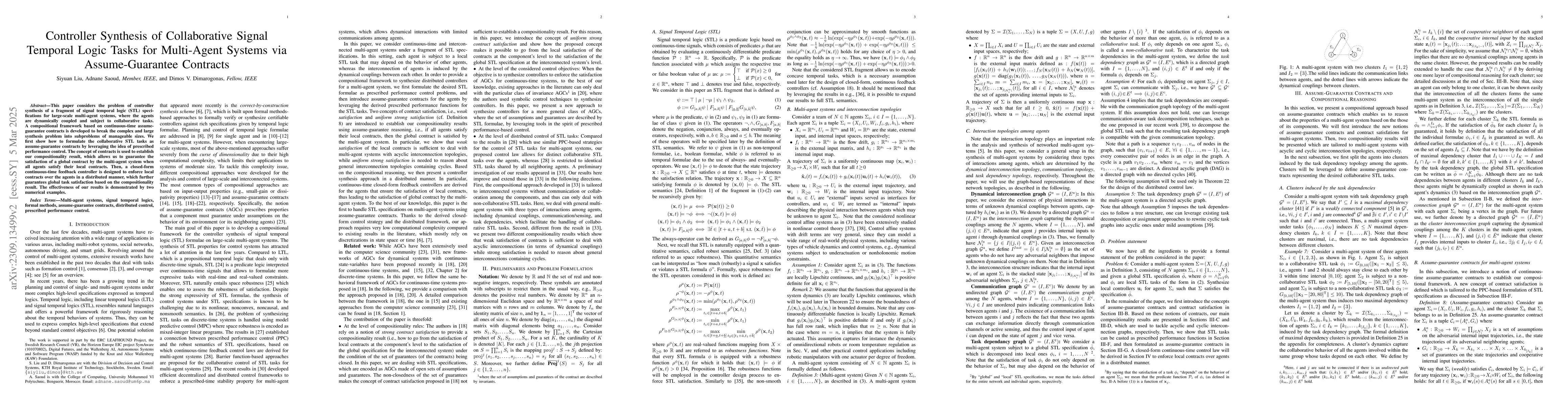 Thumbnail for Controller Synthesis of Collaborative Signal Temporal Logic Tasks for
  Multi-Agent Systems via Assume-Guarantee Contracts