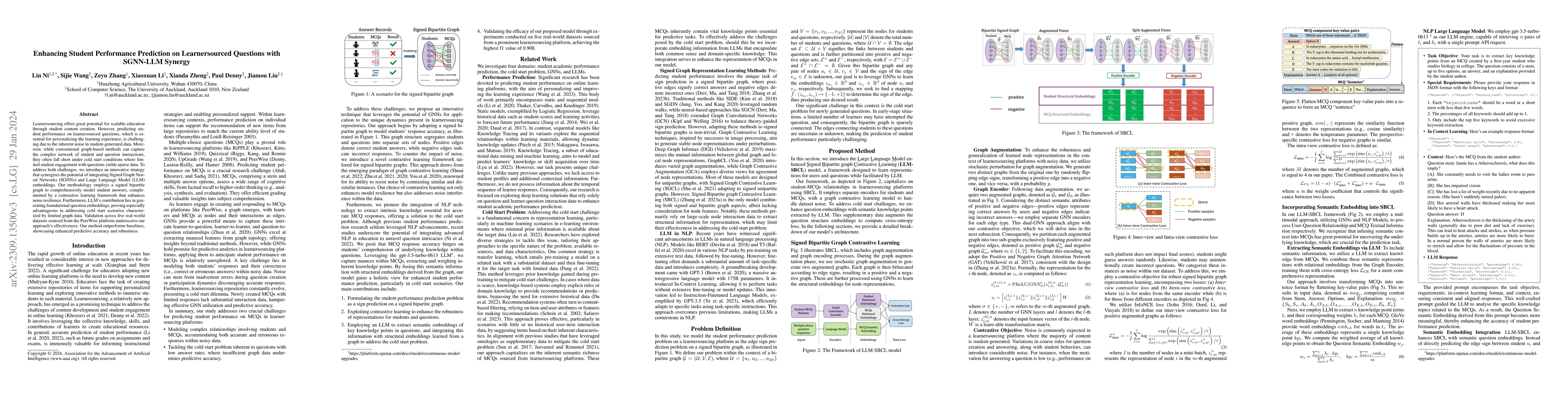 Thumbnail for Enhancing Student Performance Prediction on Learnersourced Questions
  with SGNN-LLM Synergy