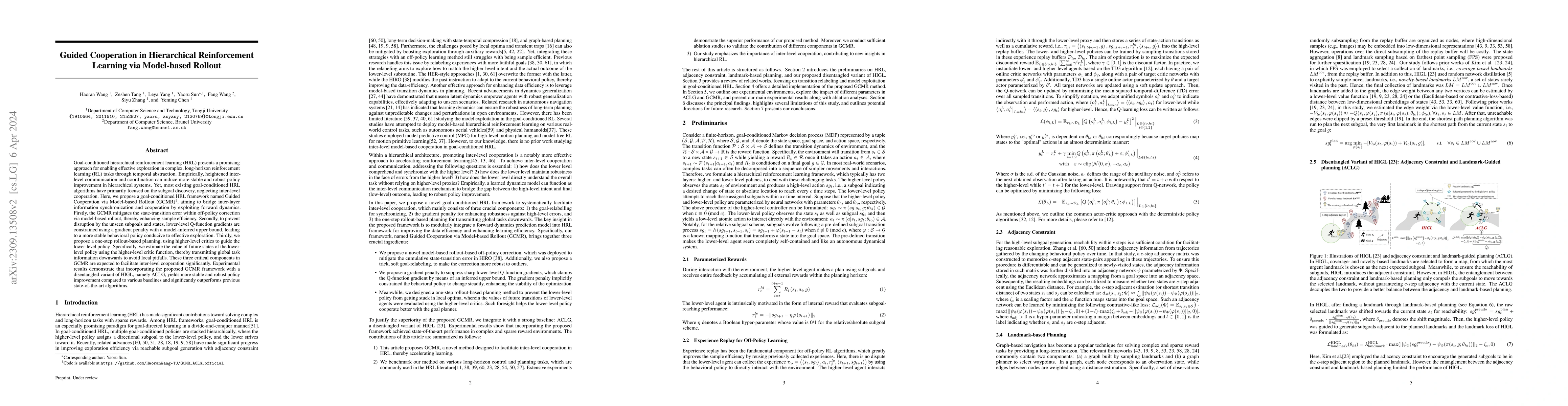 Thumbnail for Guided Cooperation in Hierarchical Reinforcement Learning via
  Model-based Rollout