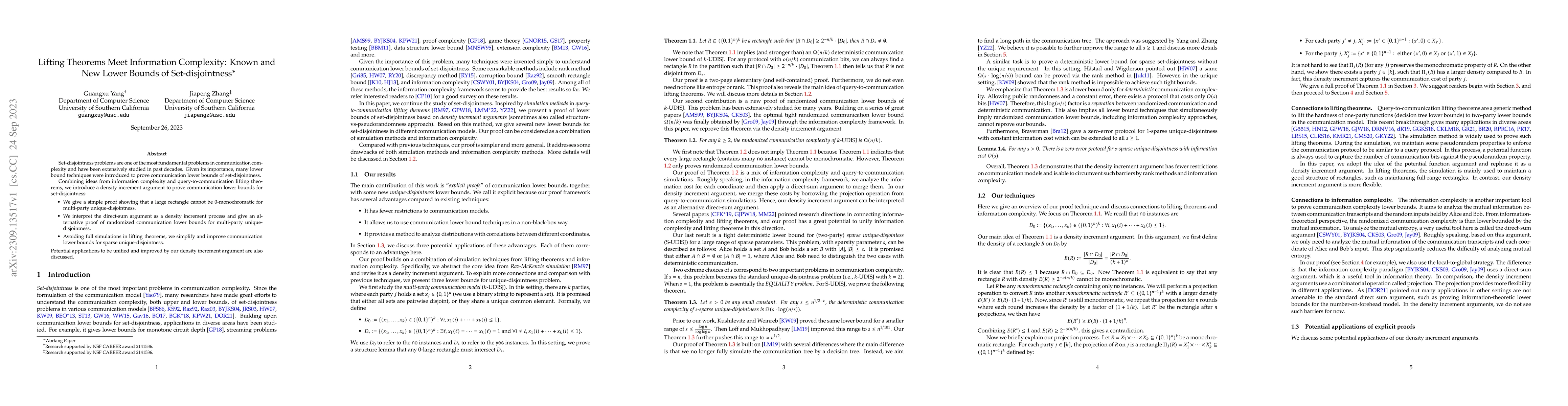 Thumbnail for Lifting Theorems Meet Information Complexity: Known and New Lower Bounds
  of Set-disjointness