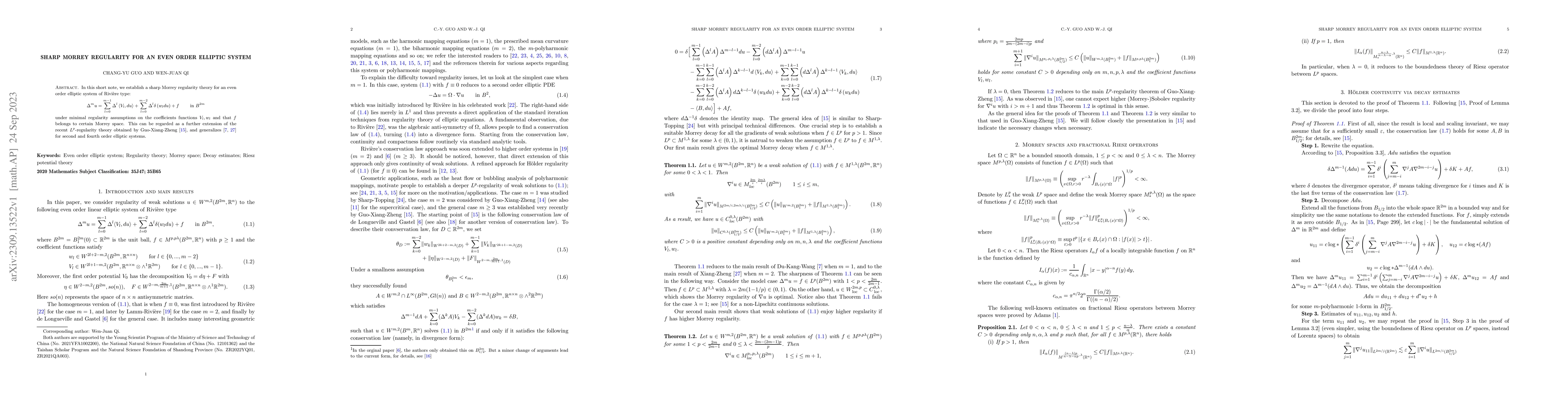 Thumbnail for Sharp Morrey regularity for an even order elliptic system