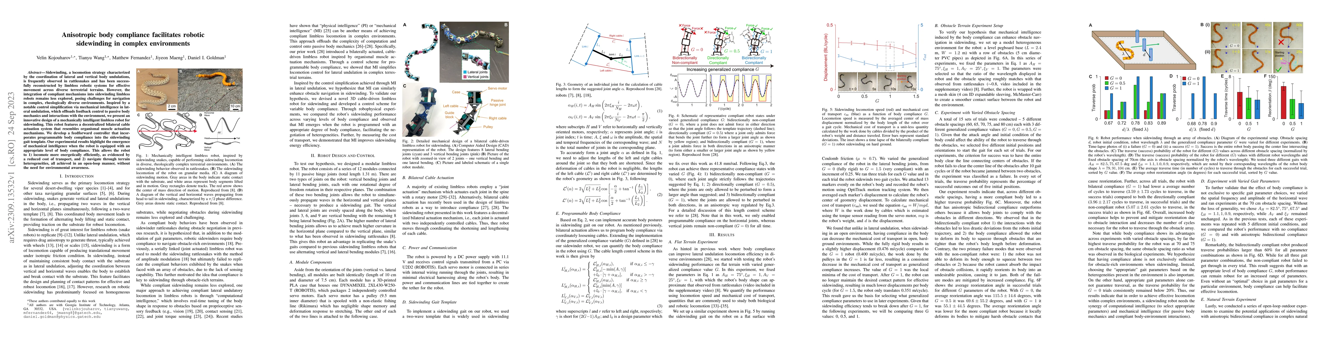 Thumbnail for Anisotropic body compliance facilitates robotic sidewinding in complex
  environments