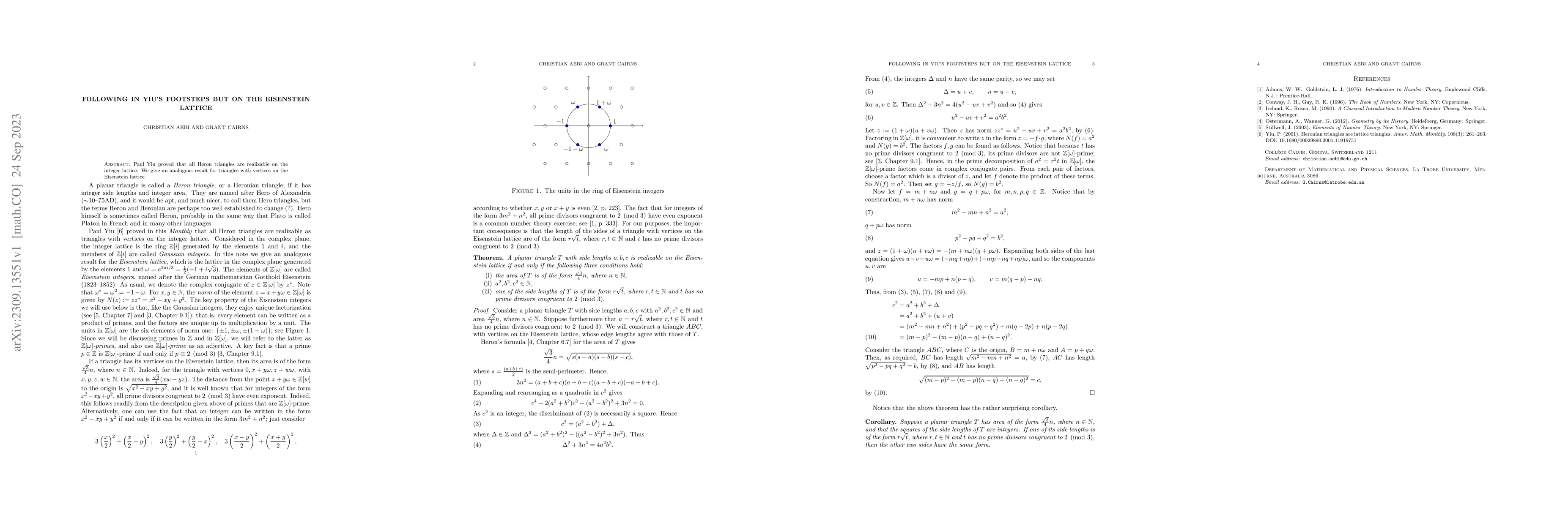 Thumbnail for Following in Yiu's Footsteps but on the Eisenstein Lattice