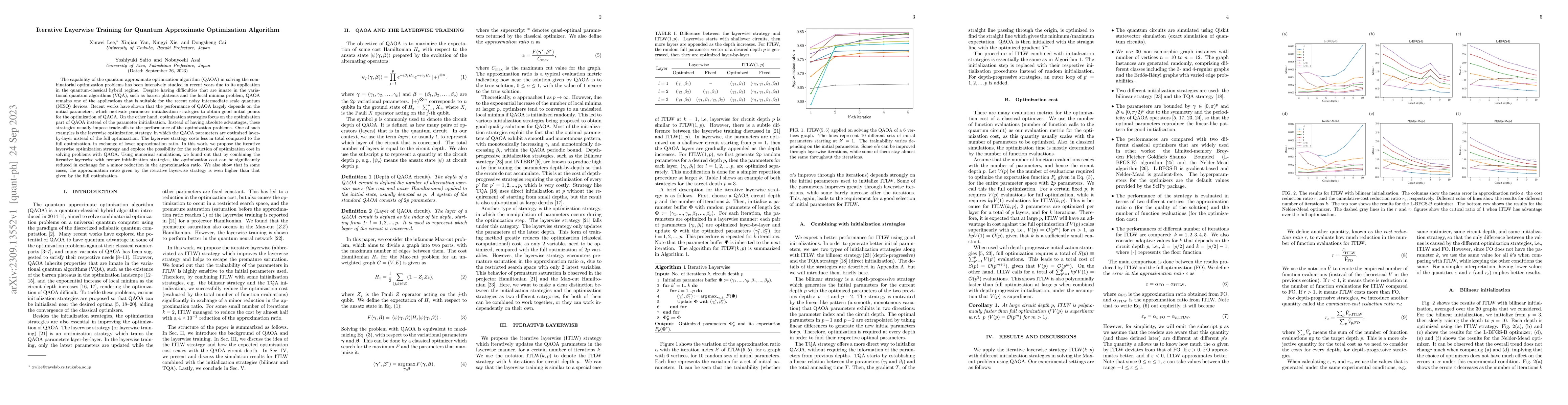 Thumbnail for Iterative Layerwise Training for Quantum Approximate Optimization
  Algorithm