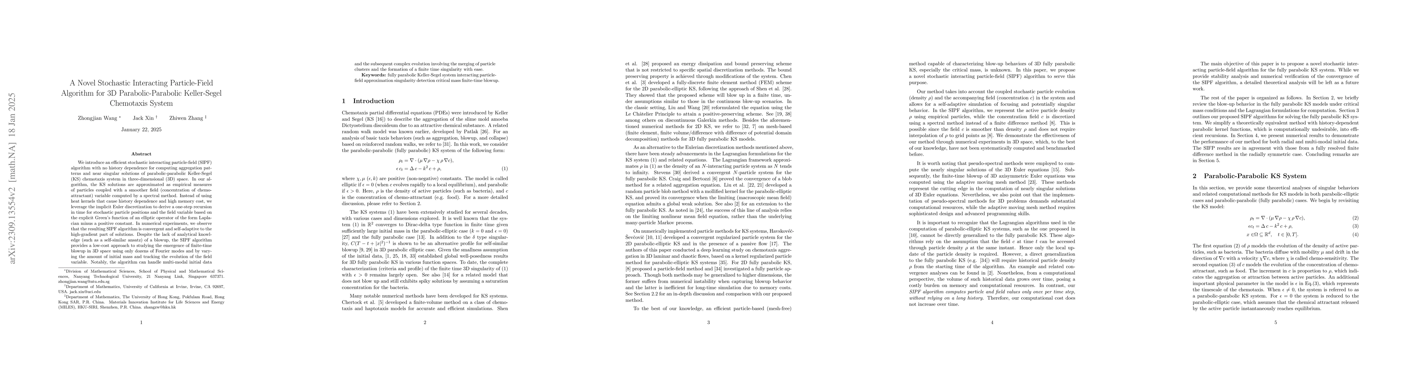Thumbnail for A Novel Stochastic Interacting Particle-Field Algorithm for 3D
  Parabolic-Parabolic Keller-Segel Chemotaxis System