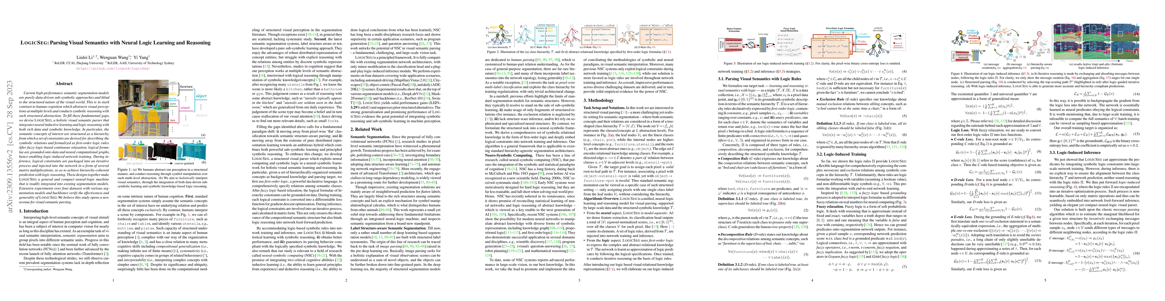 Thumbnail for LOGICSEG: Parsing Visual Semantics with Neural Logic Learning and
  Reasoning