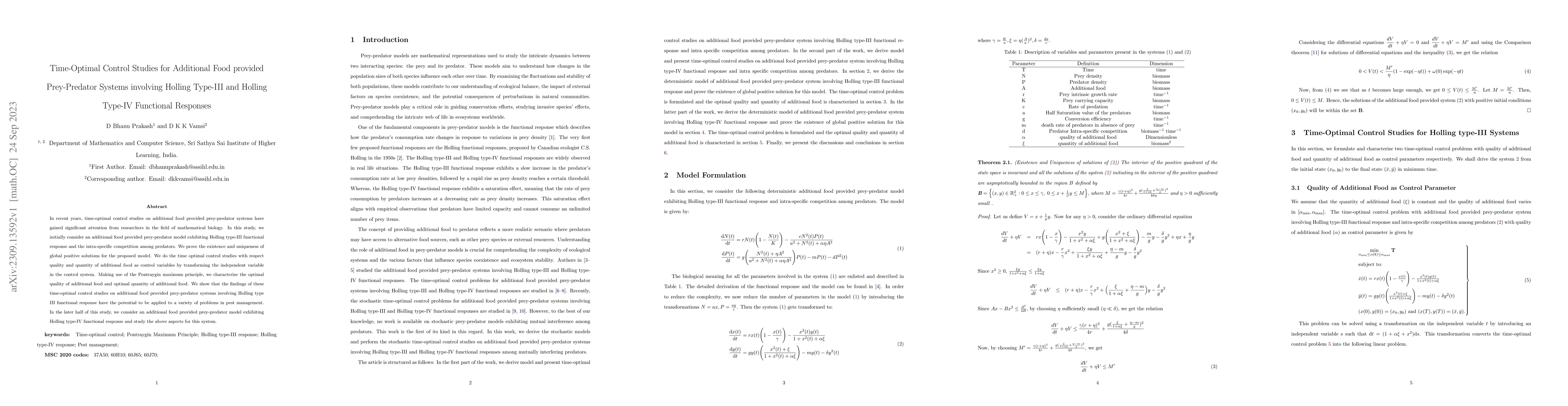 Thumbnail for Time-Optimal Control Studies for Additional Food provided Prey-Predator
  Systems involving Holling Type-III and Holling Type-IV Functional Responses