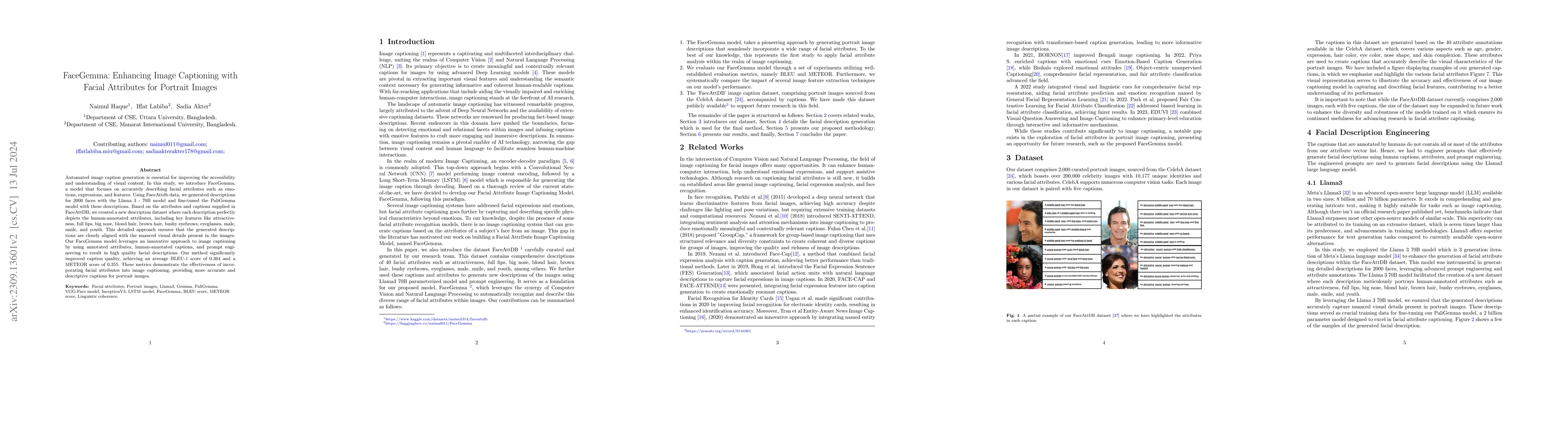 Thumbnail for FaceGemma: Enhancing Image Captioning with Facial Attributes for
  Portrait Images