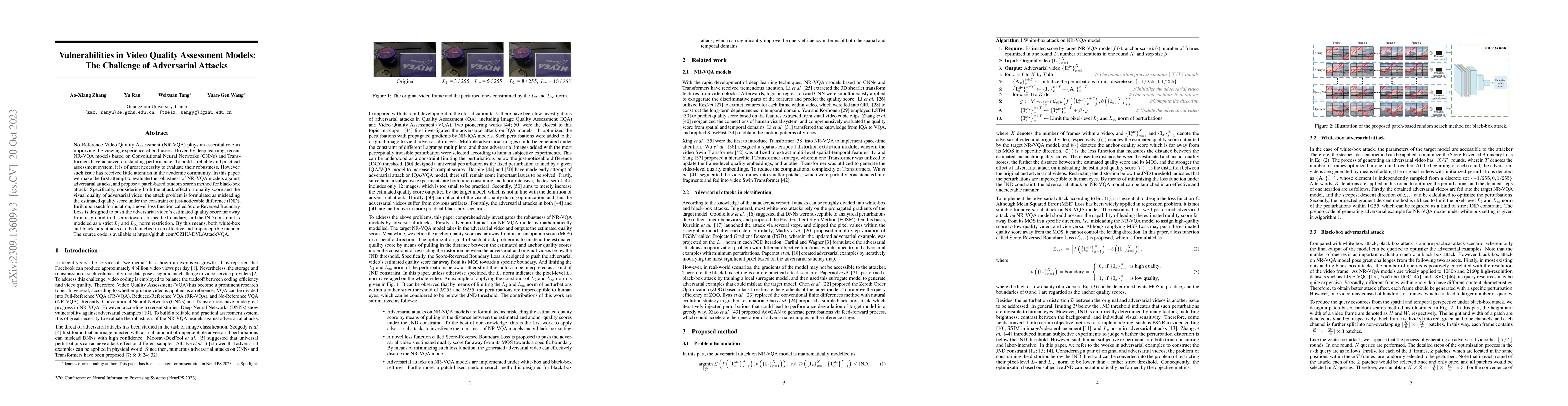 Thumbnail for Vulnerabilities in Video Quality Assessment Models: The Challenge of
  Adversarial Attacks