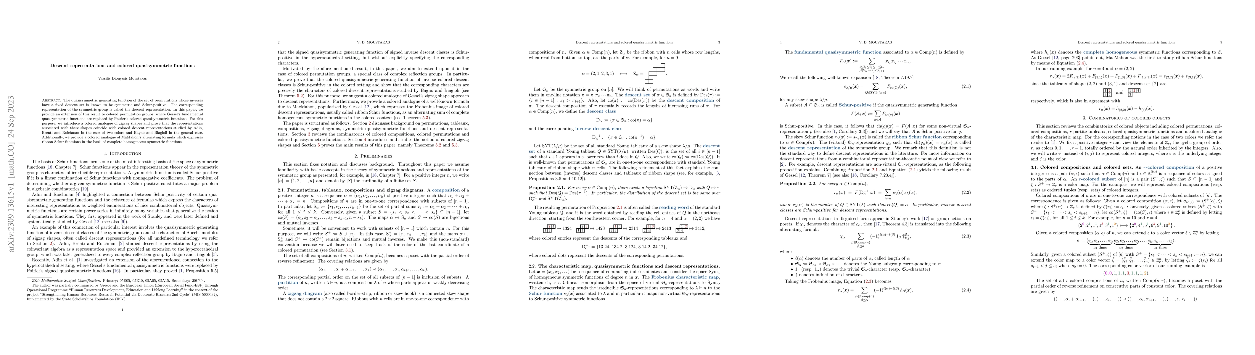 Thumbnail for Descent representations and colored quasisymmetric functions