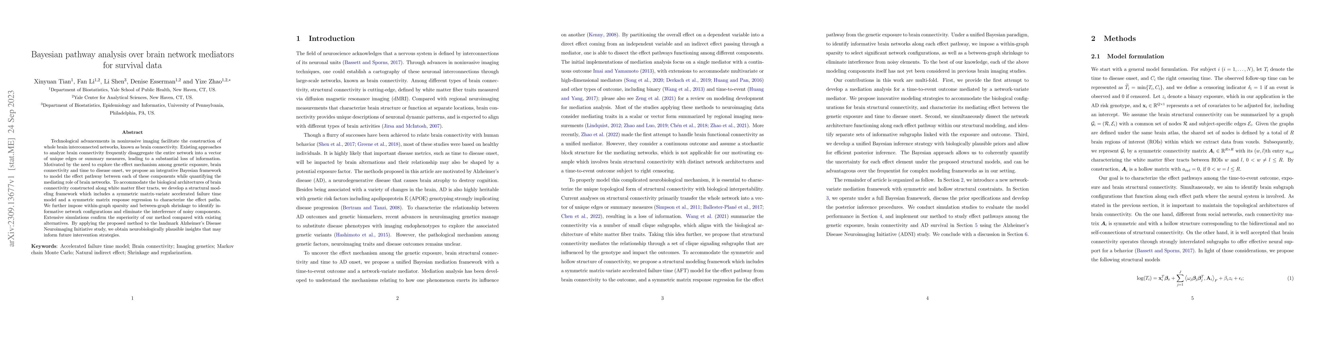 Thumbnail for Bayesian pathway analysis over brain network mediators for survival data