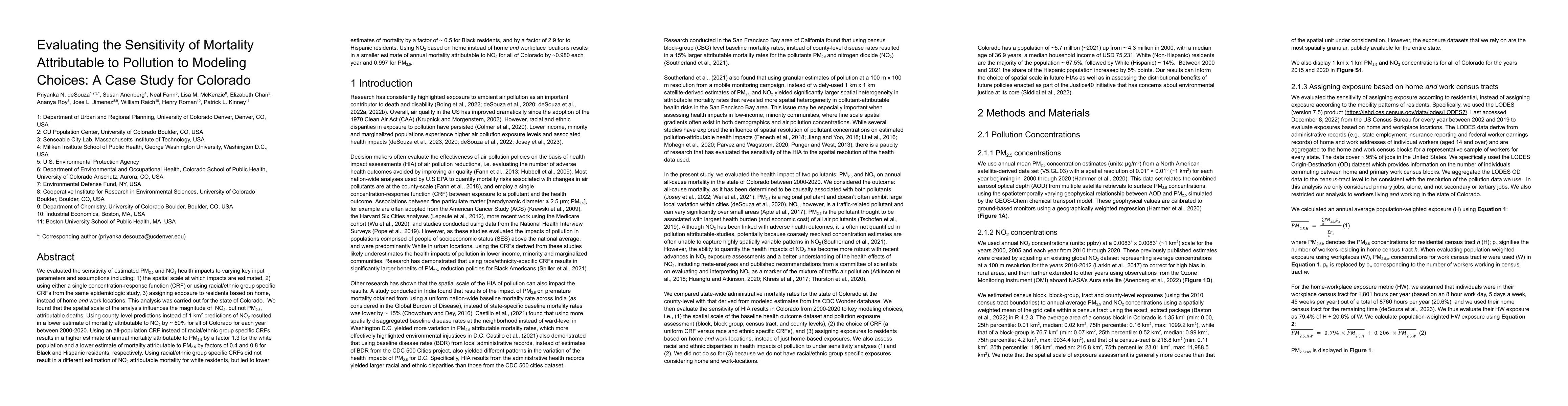Thumbnail for Evaluating the Sensitivity of Mortality Attributable to Pollution to
  Modeling Choices: A Case Study for Colorado