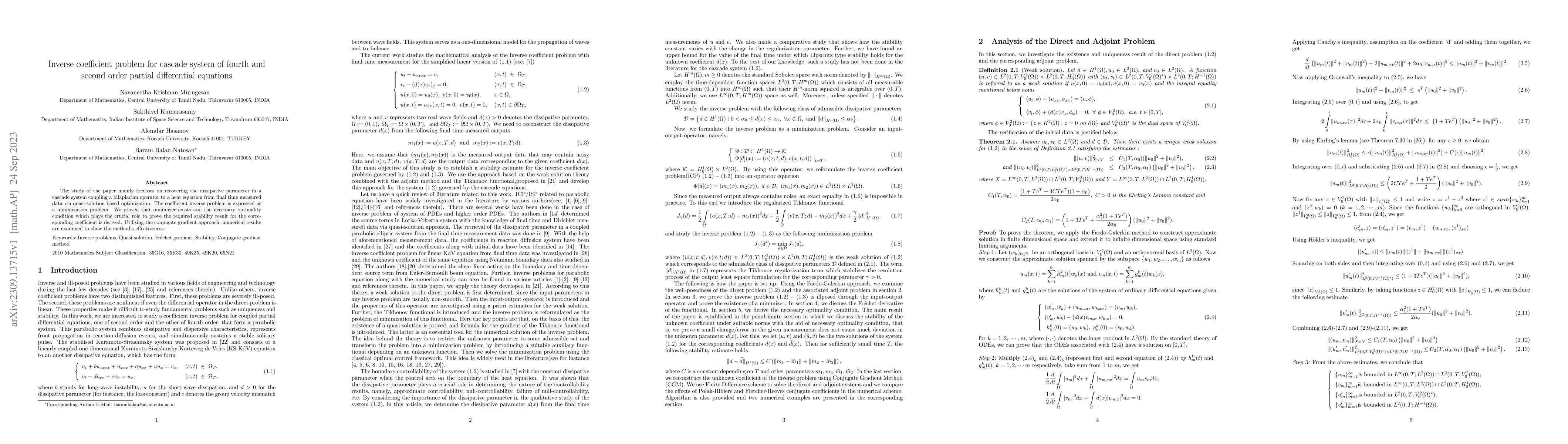 Thumbnail for Inverse coefficient problem for cascade system of fourth and second
  order partial differential equations