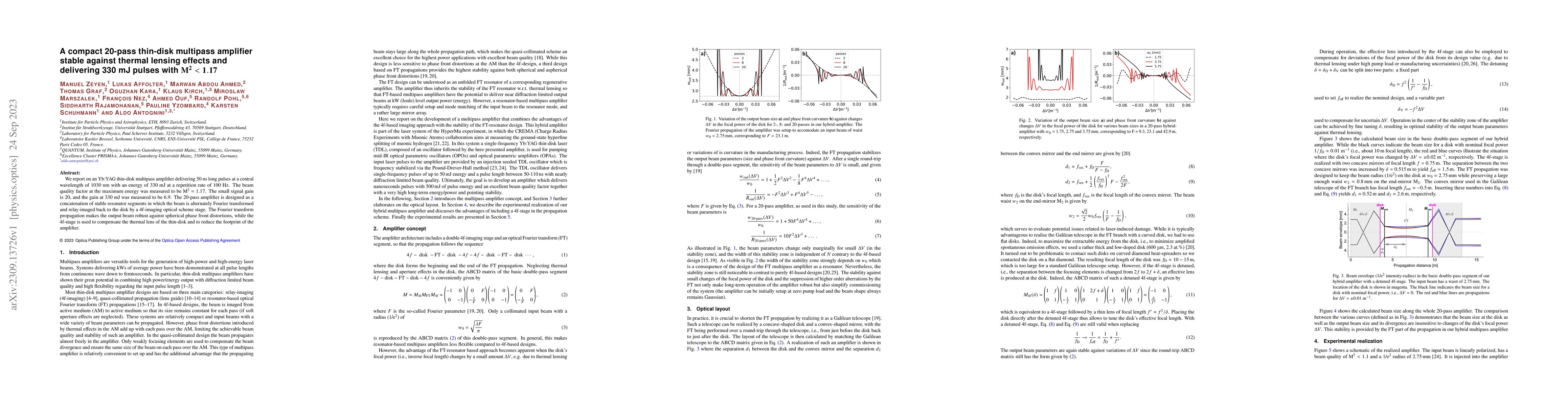 Thumbnail for A compact 20-pass thin-disk multipass amplifier stable against thermal
  lensing effects and delivering 330 mJ pulses with $\bf{M^2 < 1.17}$