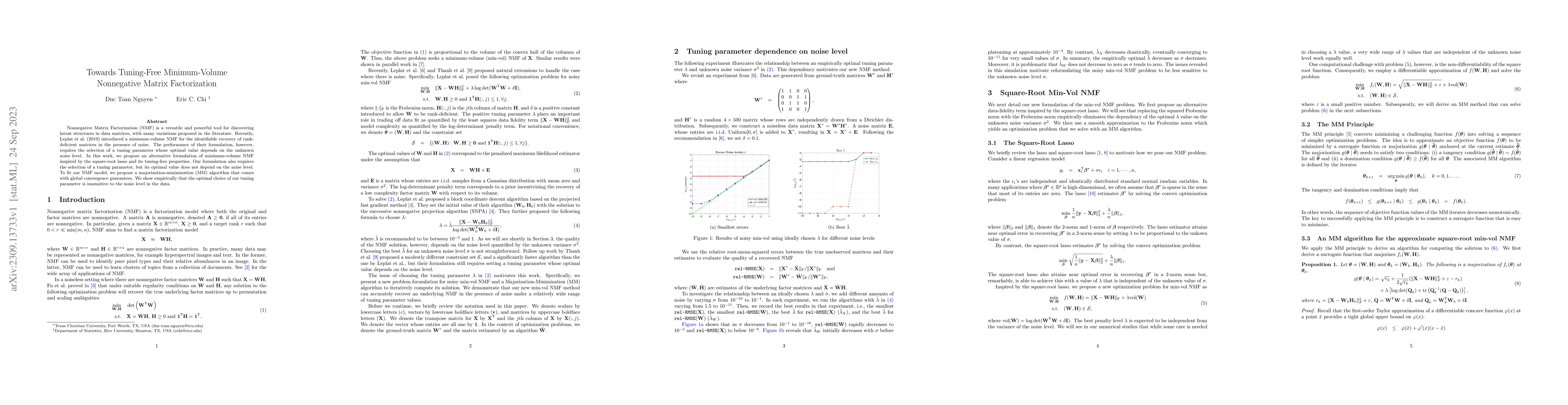 Thumbnail for Towards Tuning-Free Minimum-Volume Nonnegative Matrix Factorization