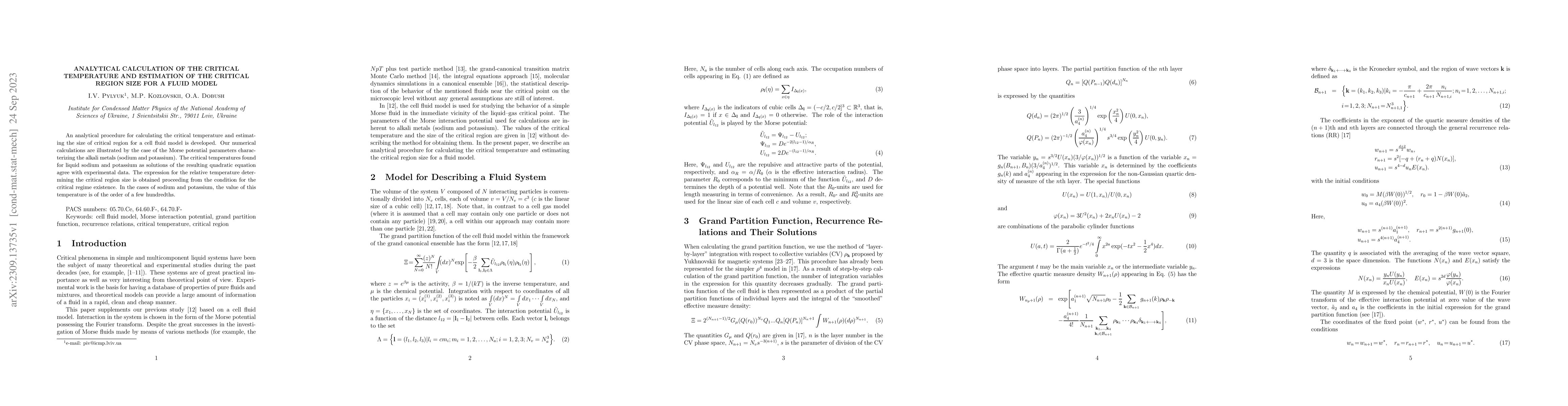 Thumbnail for Analytical calculation of the critical temperature and estimation of the
  critical region size for a fluid model