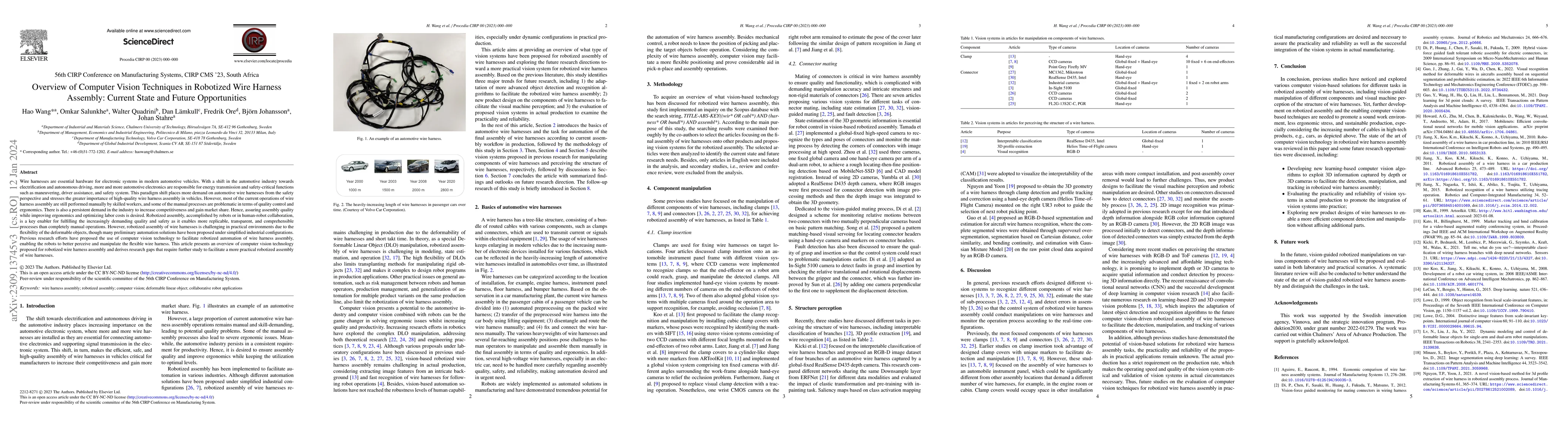 Thumbnail for Overview of Computer Vision Techniques in Robotized Wire Harness
  Assembly: Current State and Future Opportunities
