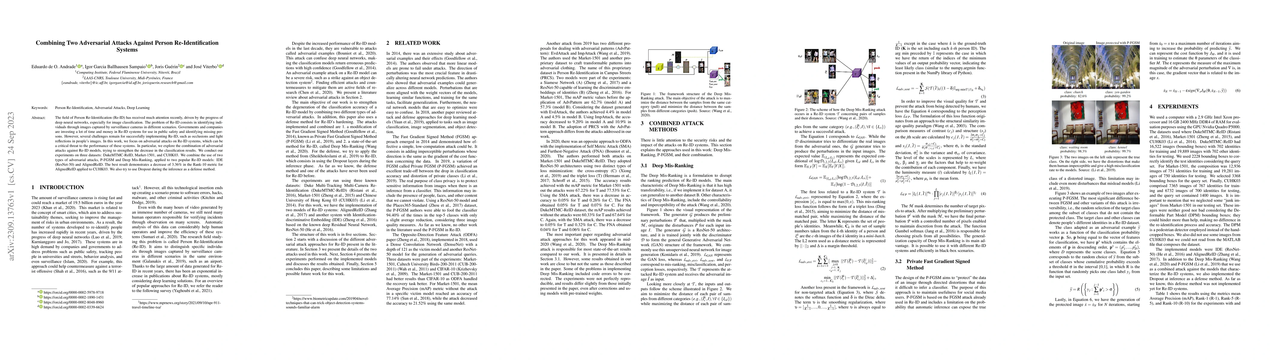 Thumbnail for Combining Two Adversarial Attacks Against Person Re-Identification
  Systems