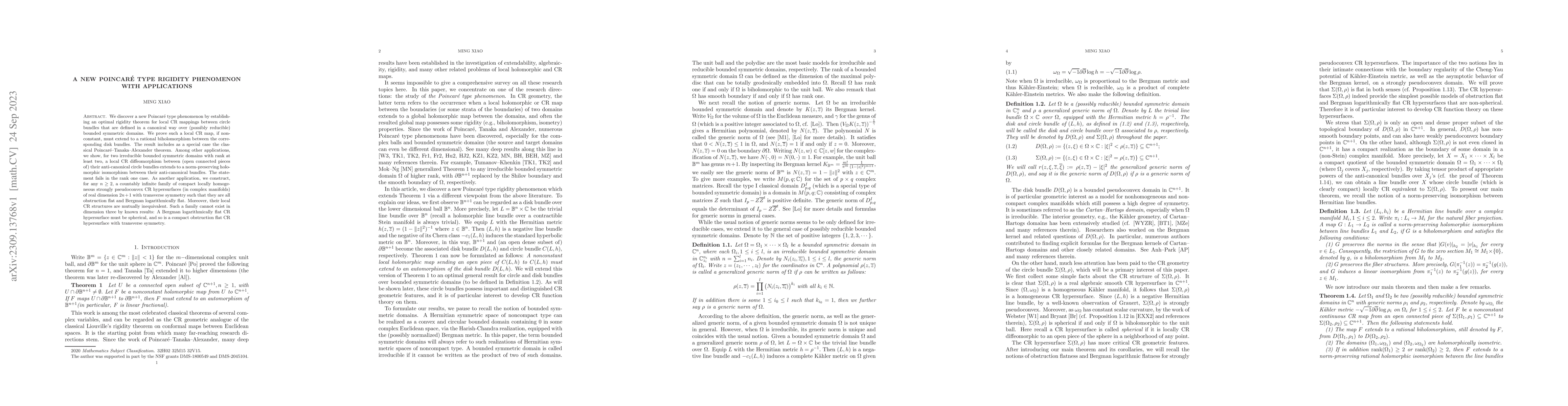 Thumbnail for A new Poincar\'e type rigidity phenomenon with applications