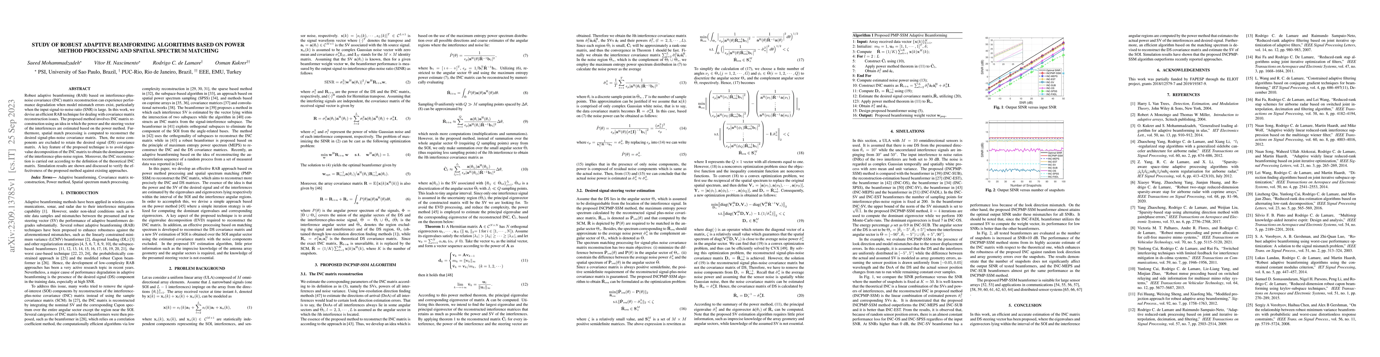 Thumbnail for Study of Robust Adaptive Beamforming Algorithms Based on Power Method
  Processing and Spatial Spectrum Matching