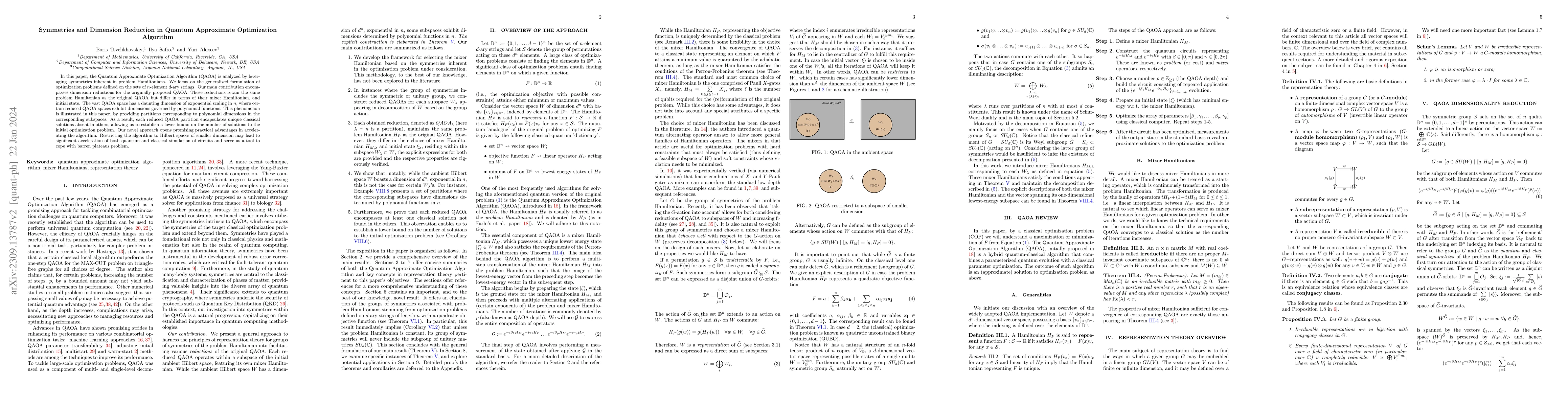 Thumbnail for Symmetries and Dimension Reduction in Quantum Approximate Optimization
  Algorithm