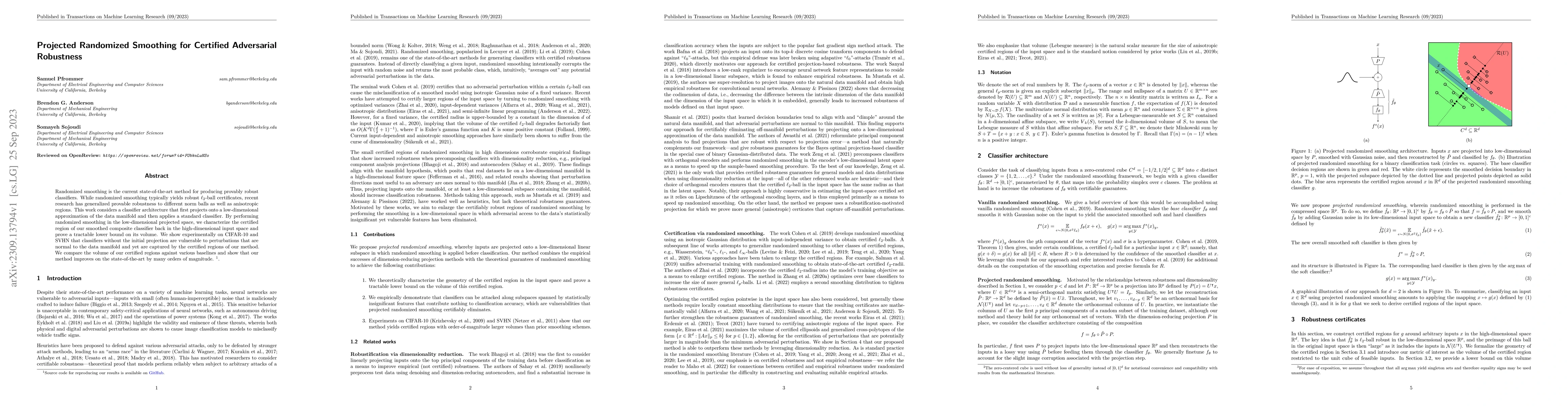 Thumbnail for Projected Randomized Smoothing for Certified Adversarial Robustness