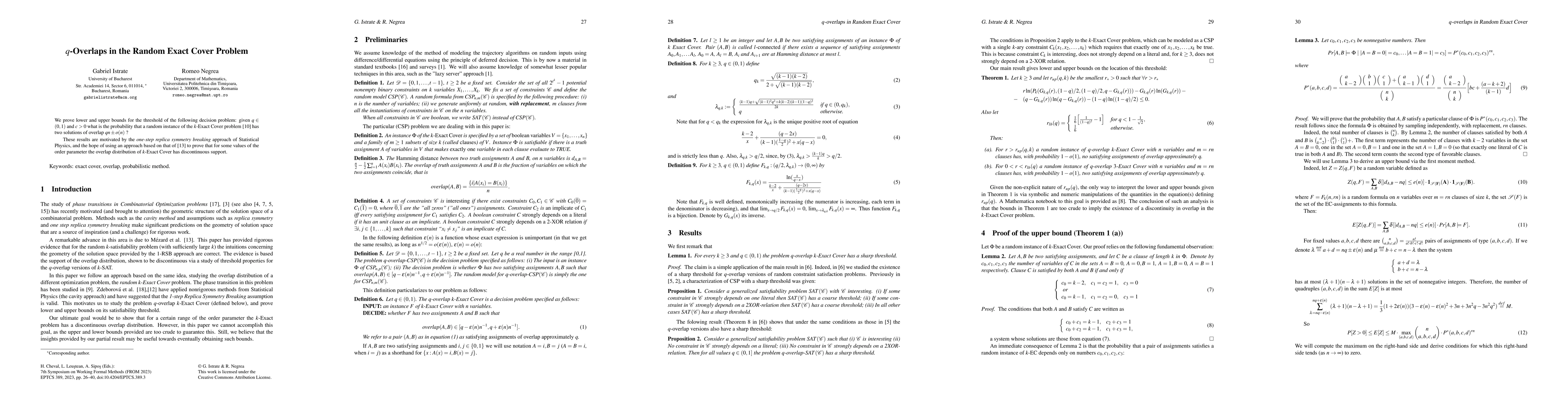 Thumbnail for q-Overlaps in the Random Exact Cover Problem