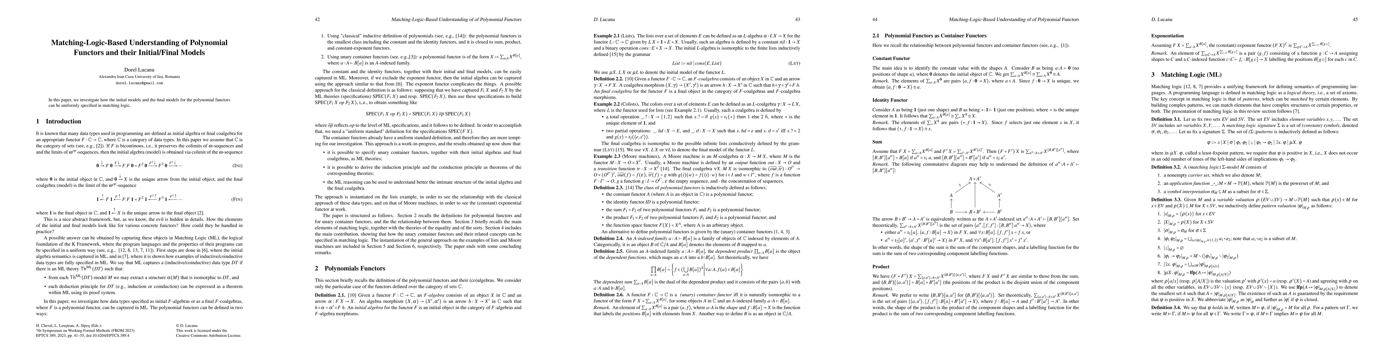 Thumbnail for Matching-Logic-Based Understanding of Polynomial Functors and their
  Initial/Final Models