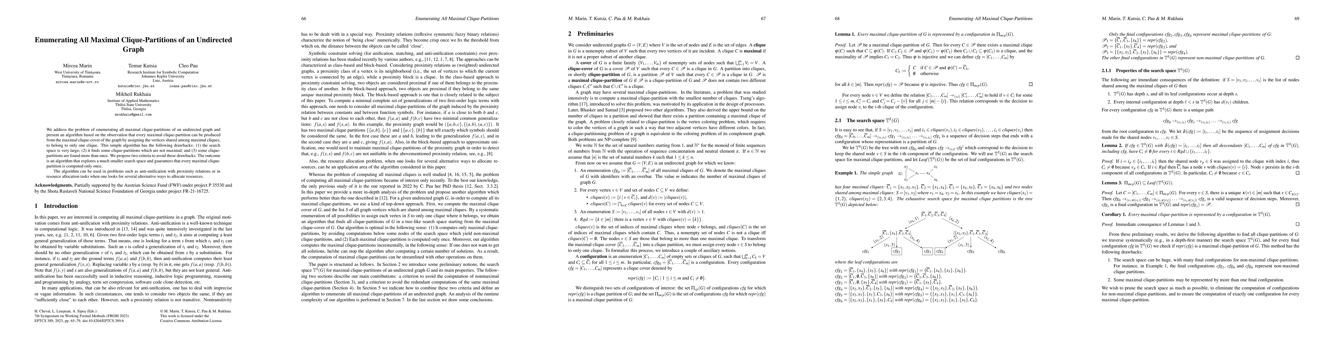 Thumbnail for Enumerating All Maximal Clique-Partitions of an Undirected Graph