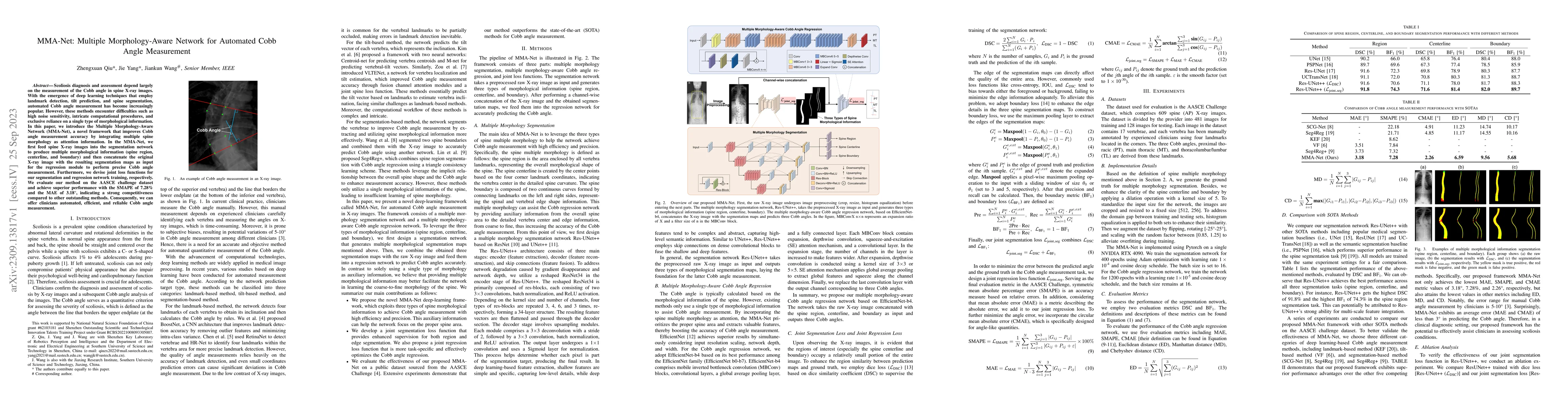 Thumbnail for MMA-Net: Multiple Morphology-Aware Network for Automated Cobb Angle
  Measurement