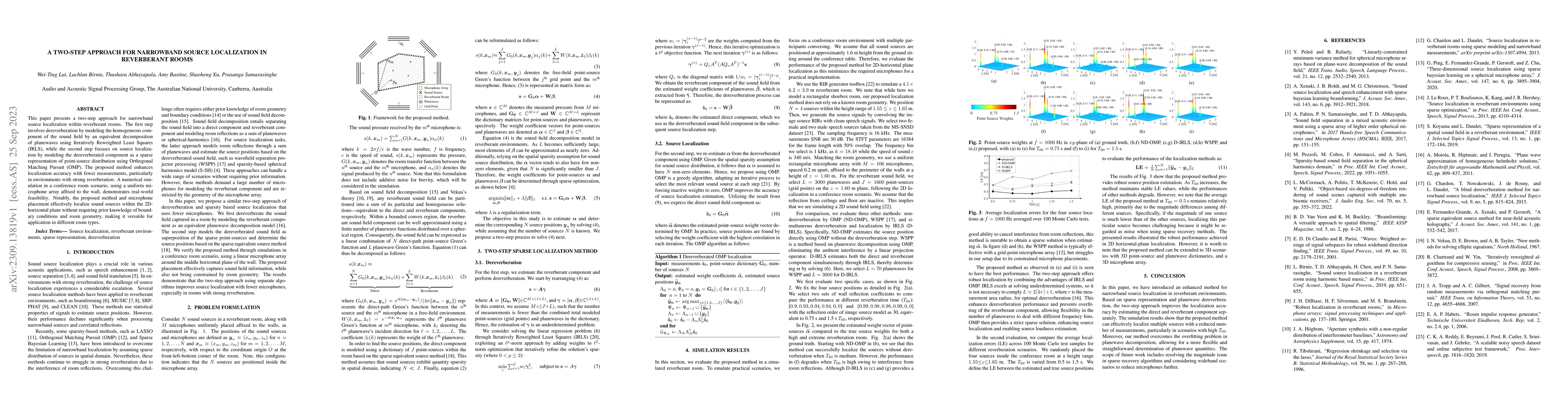 Thumbnail for A Two-Step Approach for Narrowband Source Localization in Reverberant
  Rooms